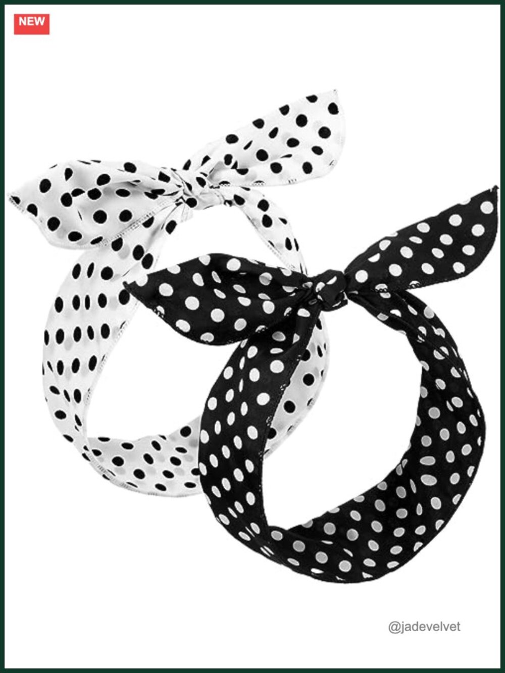2 Pc Polka Dot Wired Bandana Headbands Cotton Retro 50s Hair Accessories